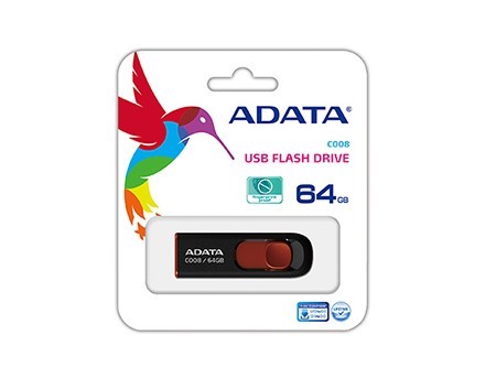  PENDRIVE 64 GB ADATA RECTRACTIL AC008 2.0 NG/ROJO 