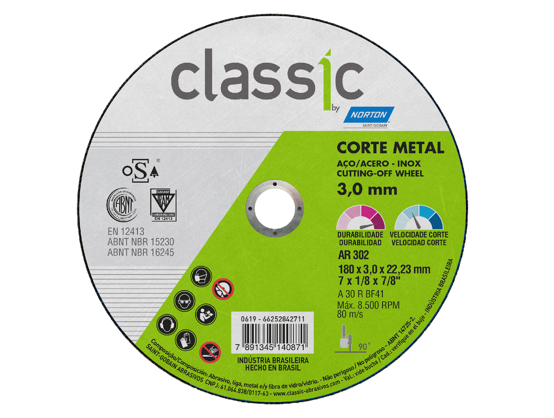  DISCO CORTE ACERO INOX 25UN CLASSIC 180X3.0X22.23M 