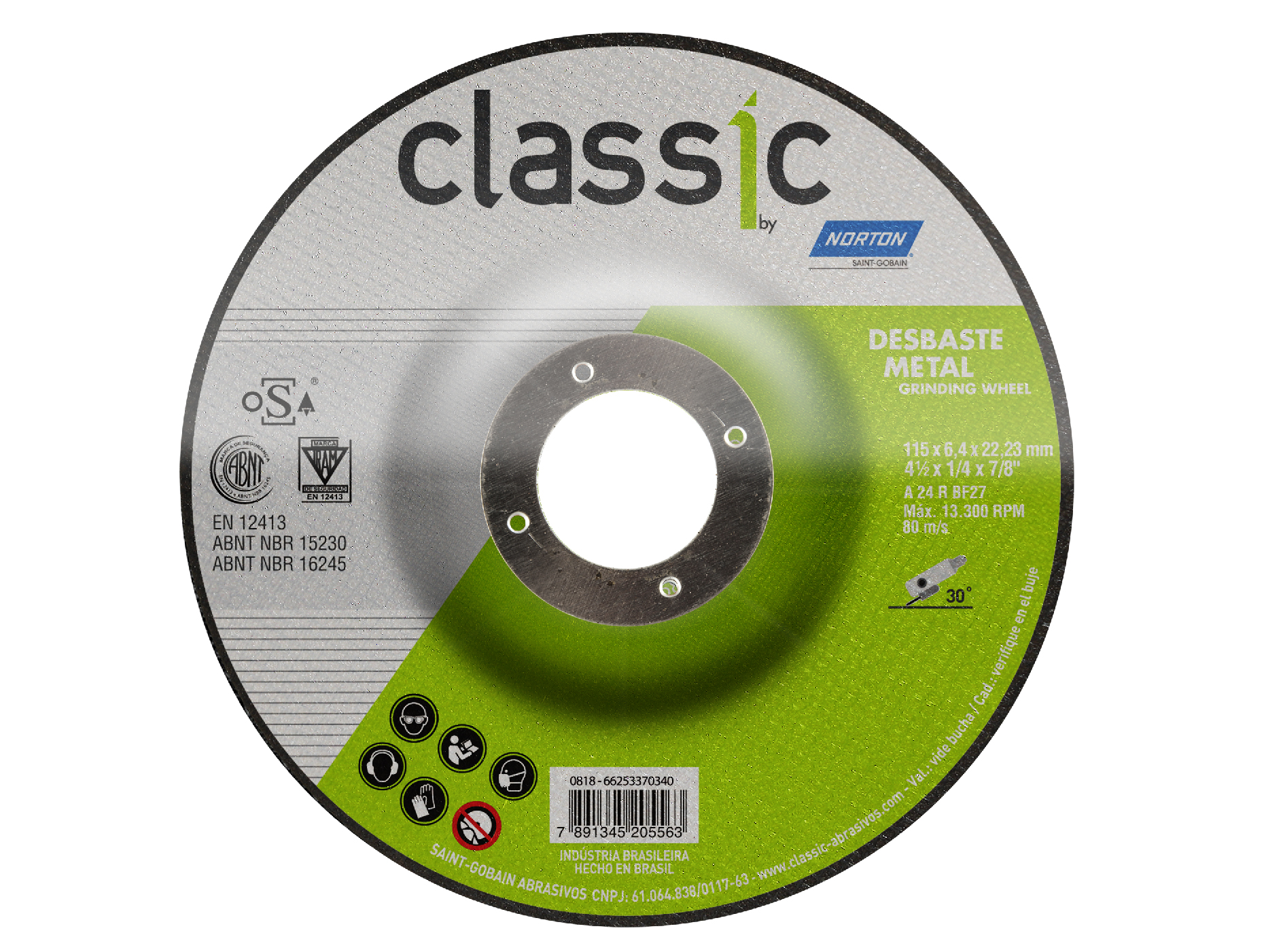  DISCO DESBASTE 10UN METAL CLASSIC 115X6.4X22.23MM 