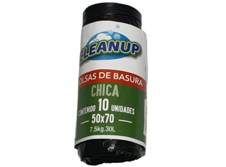  BOLSA BASURA 50 X 70 CM 10 UN ROLLO CLEANUP 